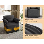 Fauteuil pivotant carré TUYOHW, fauteuil rembourré en tissu moelleux avec pieds en métal doré, coussin à ressorts ensachés, fauteuil de salon pour le salon, la chambre à coucher