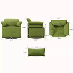 Fauteuil pivotant carré TUYOHW, fauteuil rembourré en tissu moelleux avec pieds en métal doré, coussin à ressorts ensachés, fauteuil de salon pour le salon, la chambre à coucher