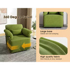 Fauteuil pivotant carré TUYOHW, fauteuil rembourré en tissu moelleux avec pieds en métal doré, coussin à ressorts ensachés, fauteuil de salon pour le salon, la chambre à coucher