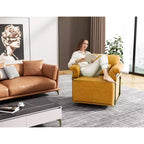 Fauteuil pivotant carré TUYOHW, fauteuil rembourré en tissu moelleux avec pieds en métal doré, coussin à ressorts ensachés, fauteuil de salon pour le salon, la chambre à coucher
