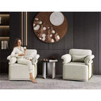Fauteuil pivotant carré TUYOHW, fauteuil rembourré en tissu moelleux avec pieds en métal doré, coussin à ressorts ensachés, fauteuil de salon pour le salon, la chambre à coucher