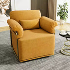 Fauteuil pivotant carré TUYOHW, fauteuil rembourré en tissu moelleux avec pieds en métal doré, coussin à ressorts ensachés, fauteuil de salon pour le salon, la chambre à coucher