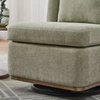 TUYOHW 25.2 Fauteuil pivotant moderne en chenille, Fauteuil avec coussin, Coussin à ressorts ensachés, Piètement en métal, Fauteuil d'appoint sans accoudoirs pour salon, bureau, salle de détente
