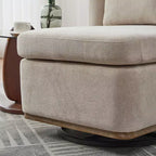 TUYOHW 25.2 Fauteuil pivotant moderne en chenille, Fauteuil avec coussin, Coussin à ressorts ensachés, Piètement en métal, Fauteuil d'appoint sans accoudoirs pour salon, bureau, salle de détente