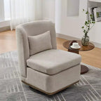TUYOHW 25.2 Modern Chenille Swivel Chair,Chair with Pillow,Pocket Spring Cushion,Metal Base,Armless Accent Chair for Living Room,Office,Lounge