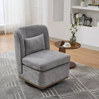 TUYOHW 25.2 Fauteuil pivotant moderne en chenille, Fauteuil avec coussin, Coussin à ressorts ensachés, Piètement en métal, Fauteuil d'appoint sans accoudoirs pour salon, bureau, salle de détente