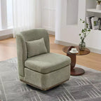 TUYOHW 25.2 Fauteuil pivotant moderne en chenille, Fauteuil avec coussin, Coussin à ressorts ensachés, Piètement en métal, Fauteuil d'appoint sans accoudoirs pour salon, bureau, salle de détente