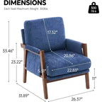 Fauteuil d'appoint en velours TUYOHW, Fauteuil rembourré avec coussin lombaire moelleux, Capacité de 136 kg, Chaise longue ergonomique pour salon, chambre à coucher