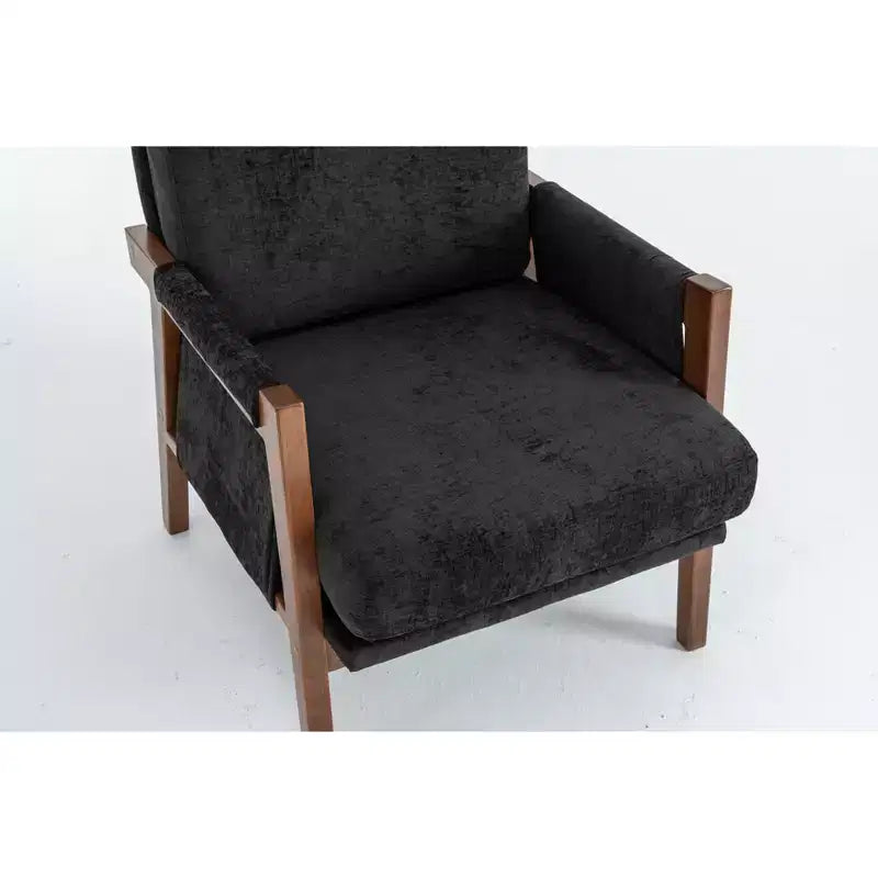 Fauteuil d'appoint en velours TUYOHW, Fauteuil rembourré avec coussin lombaire moelleux, Capacité de 136 kg, Chaise longue ergonomique pour salon, chambre à coucher