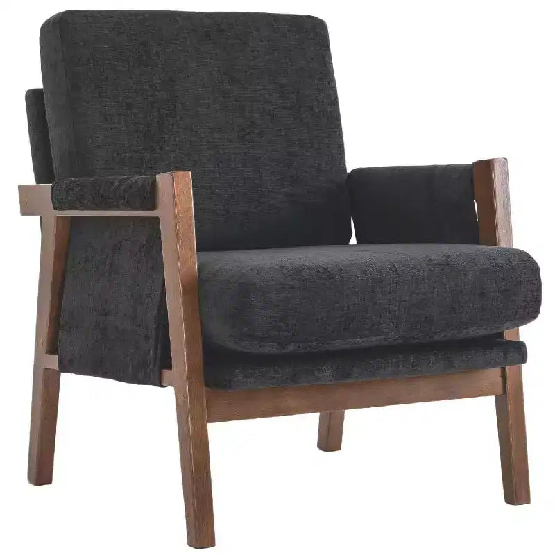 Fauteuil d'appoint en velours TUYOHW, Fauteuil rembourré avec coussin lombaire moelleux, Capacité de 136 kg, Chaise longue ergonomique pour salon, chambre à coucher