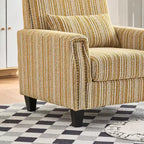 TUYOHW Fauteuil d'appoint moderne, canapé rayé bicolore avec garniture cloutée, cadre en bois massif, fauteuil rembourré pour salon, bureau