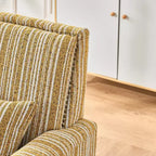 TUYOHW Fauteuil d'appoint moderne, canapé rayé bicolore avec garniture cloutée, cadre en bois massif, fauteuil rembourré pour salon, bureau