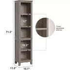 Bibliothèque de ferme 71 po avec étagères réglables et largeur de 31,5 po, bibliothèque haute à 5 niveaux avec pieds en bois, bibliothèque en bois vintage