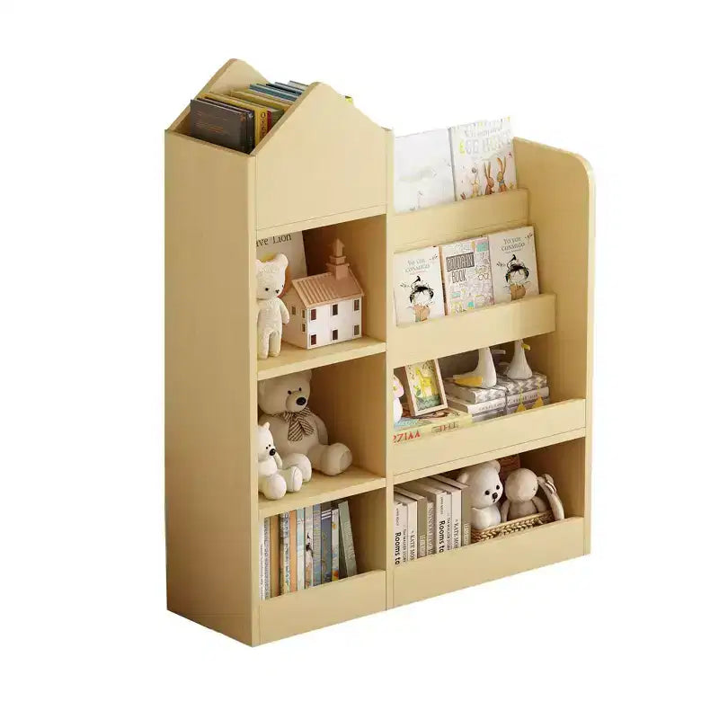 TUYOHW Étagère à livres pour enfants en bois avec 6 compartiments et 2 bacs, organisateur de rangement de jouets pour chambre à coucher, crèche, couloir, salon, salle de jeux