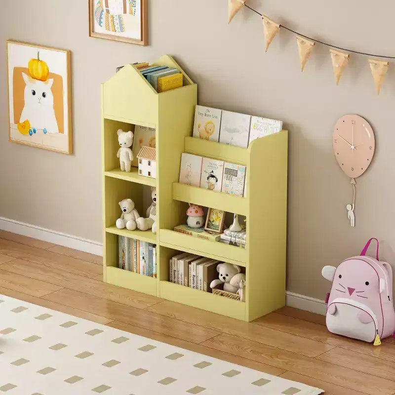 TUYOHW Étagère à livres pour enfants en bois avec 6 compartiments et 2 bacs, organisateur de rangement de jouets pour chambre à coucher, crèche, couloir, salon, salle de jeux
