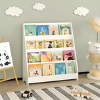 TUYOHW 4-Tier Kids Open Bookshelf,Toddler Book Display Bookcase with Safe Rounded Edges,Toy & Book Storage for Bedroom,Playroom and Nursery