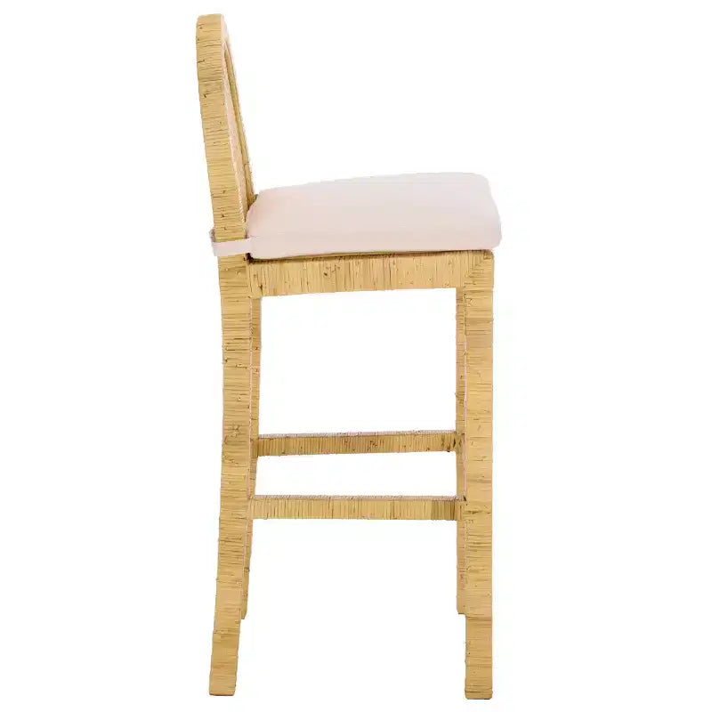 Tabouret de bar Tojo Cane à dossier rond – BST6506A – Naturel/Blanc – Safavieh