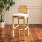 Tabouret de bar Tojo Cane à dossier rond – BST6506A – Naturel/Blanc – Safavieh