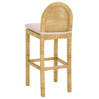 Tabouret de bar Tojo Cane à dossier rond – BST6506A – Naturel/Blanc – Safavieh