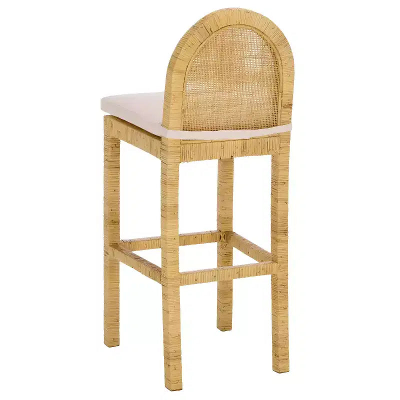 Tabouret de bar Tojo Cane à dossier rond – BST6506A – Naturel/Blanc – Safavieh