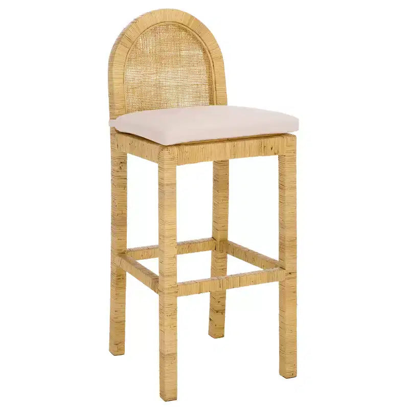 Tabouret de bar Tojo Cane à dossier rond – BST6506A – Naturel/Blanc – Safavieh