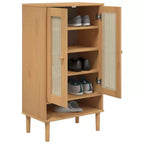 Meuble à chaussures vidaXL Meuble de rangement d'appoint SENJA aspect rotin bois massif
