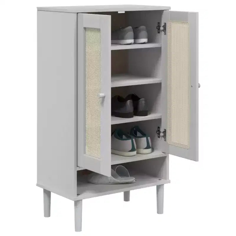Meuble à chaussures vidaXL Meuble de rangement d'appoint SENJA aspect rotin bois massif