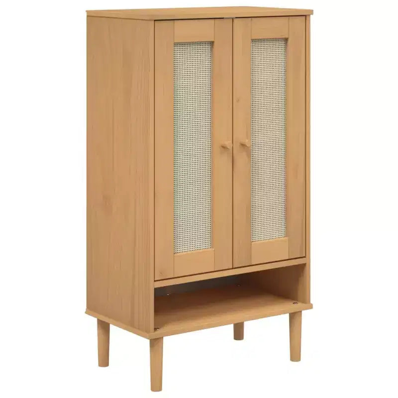 vidaXL Shoe Cabinet Accent Storage Organizer SENJA Rattan Look Solid Wood