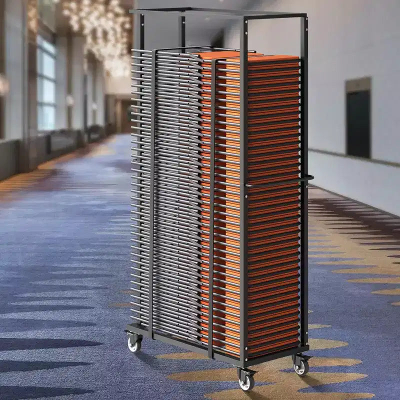 VEVOR Chariot pliant, capacité de 227 kg, chariot à chaises robuste pour 60 chaises, support à chaises en métal avec roulettes pivotantes, noir mat