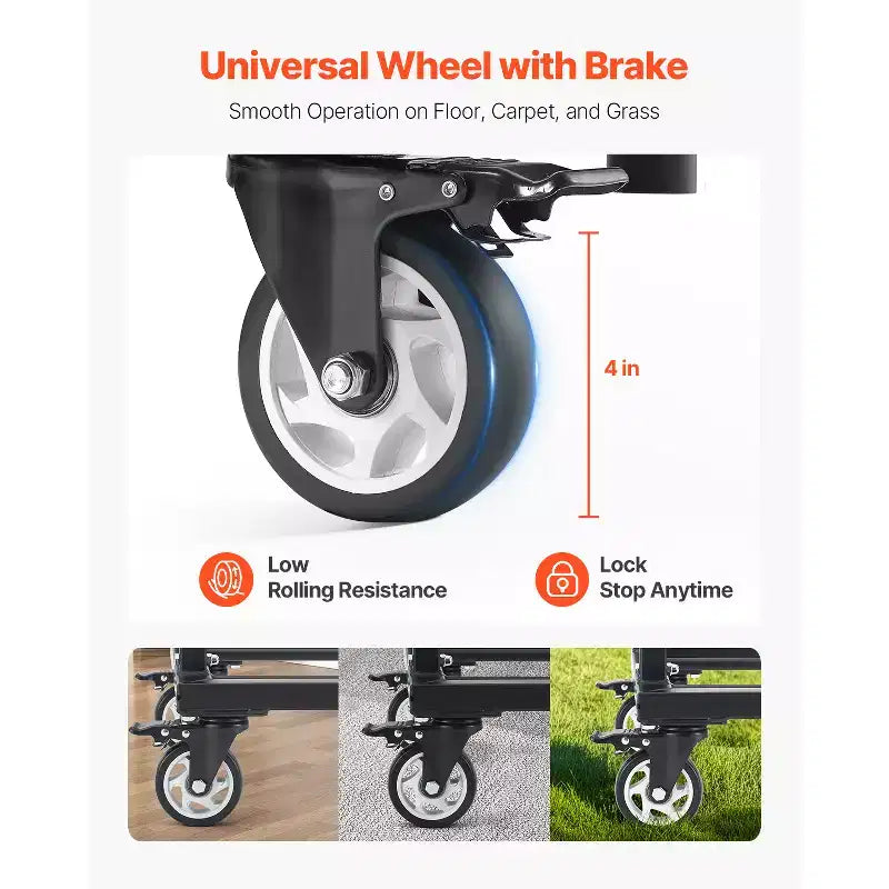 VEVOR Chariot pliant, capacité de 227 kg, chariot à chaises robuste pour 60 chaises, support à chaises en métal avec roulettes pivotantes, noir mat