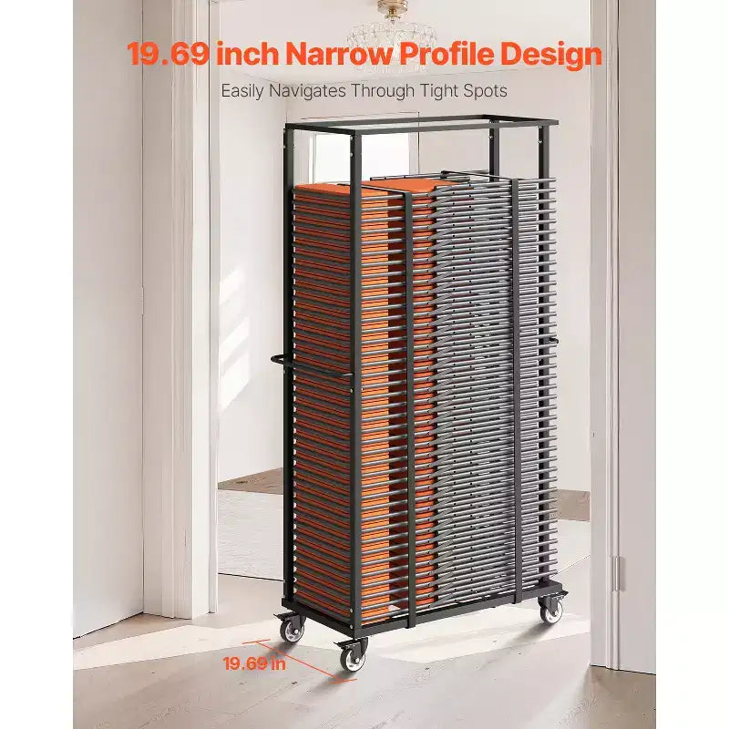VEVOR Chariot pliant, capacité de 227 kg, chariot à chaises robuste pour 60 chaises, support à chaises en métal avec roulettes pivotantes, noir mat
