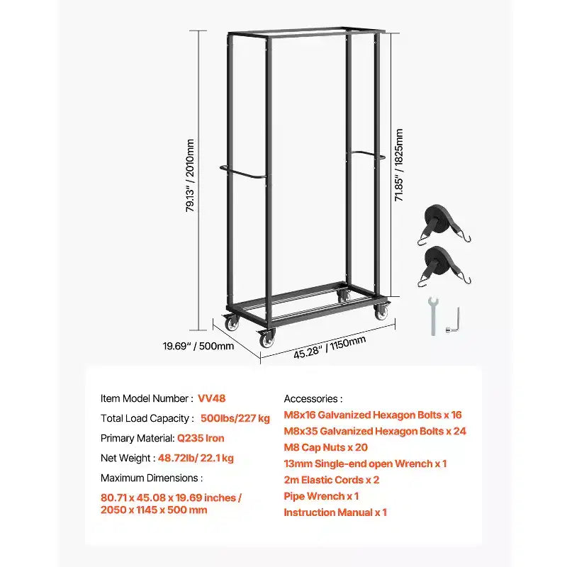VEVOR Chariot pliant, capacité de 227 kg, chariot à chaises robuste pour 60 chaises, support à chaises en métal avec roulettes pivotantes, noir mat