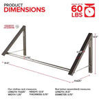 Porte-vêtements mural rétractable double pliable avec tringle d'extension, gris
