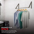 Porte-vêtements mural rétractable double pliable avec tringle d'extension, gris