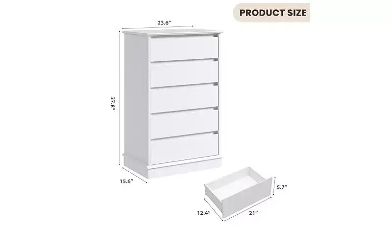 Commodes à 5 tiroirs, commode de rangement avec tiroirs profonds, grande commode double pour placard avec plateau large, commode haute en bois pour salon, chambre à coucher
