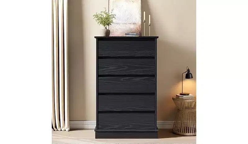 Commodes à 5 tiroirs, commode de rangement avec tiroirs profonds, grande commode double pour placard avec plateau large, commode haute en bois pour salon, chambre à coucher