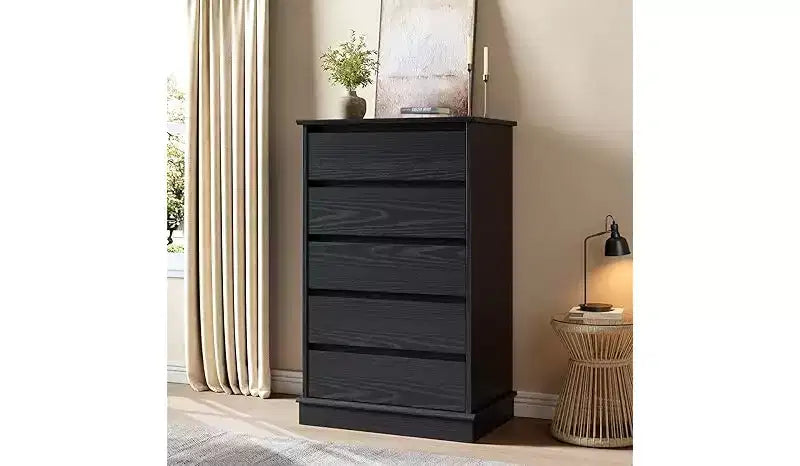 Commodes à 5 tiroirs, commode de rangement avec tiroirs profonds, grande commode double pour placard avec plateau large, commode haute en bois pour salon, chambre à coucher