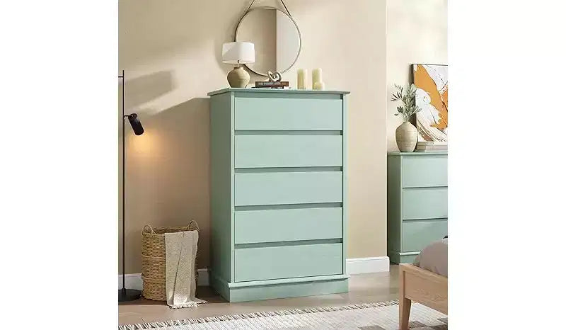 Commodes à 5 tiroirs, commode de rangement avec tiroirs profonds, grande commode double pour placard avec plateau large, commode haute en bois pour salon, chambre à coucher