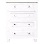 AEELLEEA Commode de chambre blanche à 4 tiroirs avec poignée en métal brossé pour salon