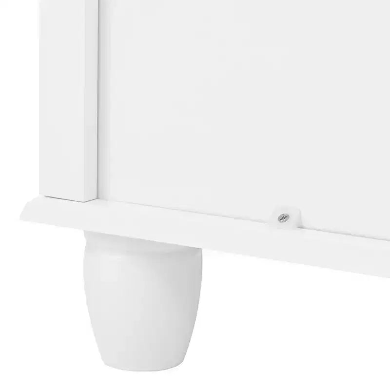 AEELLEEA Commode de chambre blanche à 4 tiroirs avec poignée en métal brossé pour salon