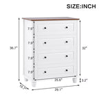 AEELLEEA Commode de chambre blanche à 4 tiroirs avec poignée en métal brossé pour salon