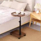 Side table C shape, 360 rotatable and height-adjustable sofa table, Adjustable Height Round Rolling End Table Brown