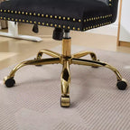 Chaise de bureau moderne pivotante TUYOHW avec dossier capitonné, chaise d'ordinateur en velours moelleux avec base en métal chromé, hauteur réglable de 19,7 à 22,4