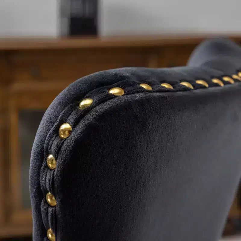 Chaise de bureau moderne pivotante TUYOHW avec dossier capitonné, chaise d'ordinateur en velours moelleux avec base en métal chromé, hauteur réglable de 19,7 à 22,4