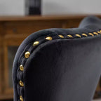 Chaise de bureau moderne pivotante TUYOHW avec dossier capitonné, chaise d'ordinateur en velours moelleux avec base en métal chromé, hauteur réglable de 19,7 à 22,4