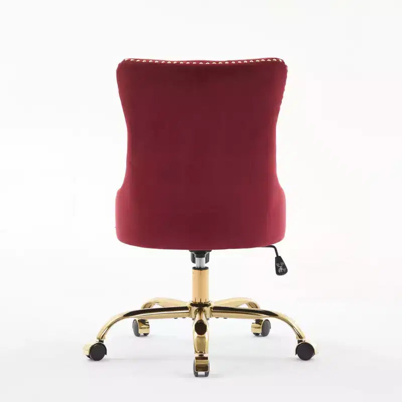 Chaise de bureau moderne pivotante TUYOHW avec dossier capitonné, chaise d'ordinateur en velours moelleux avec base en métal chromé, hauteur réglable de 19,7 à 22,4