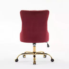Chaise de bureau moderne pivotante TUYOHW avec dossier capitonné, chaise d'ordinateur en velours moelleux avec base en métal chromé, hauteur réglable de 19,7 à 22,4