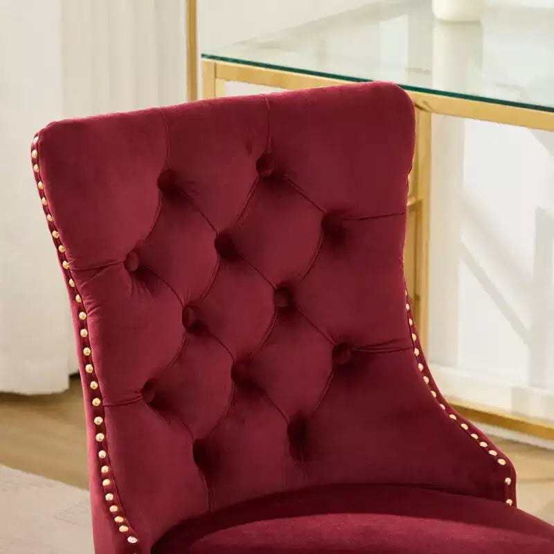 Chaise de bureau moderne pivotante TUYOHW avec dossier capitonné, chaise d'ordinateur en velours moelleux avec base en métal chromé, hauteur réglable de 19,7 à 22,4