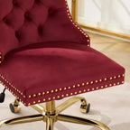 Chaise de bureau moderne pivotante TUYOHW avec dossier capitonné, chaise d'ordinateur en velours moelleux avec base en métal chromé, hauteur réglable de 19,7 à 22,4