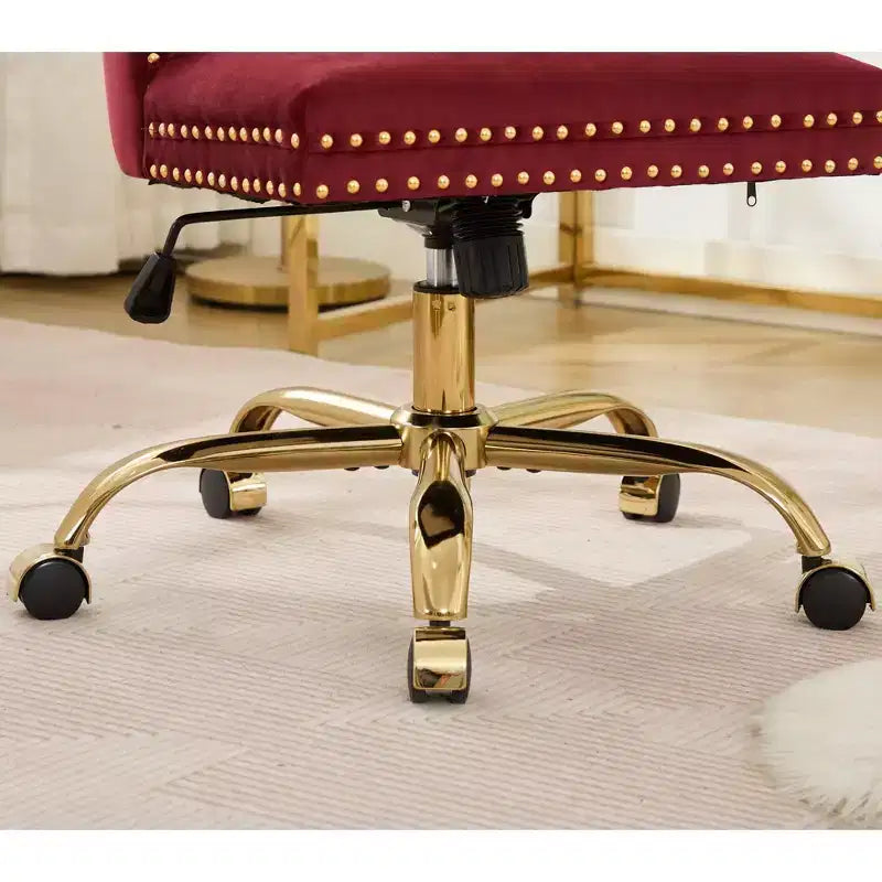 Chaise de bureau moderne pivotante TUYOHW avec dossier capitonné, chaise d'ordinateur en velours moelleux avec base en métal chromé, hauteur réglable de 19,7 à 22,4
